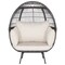 Patio Rattan Wicker Lounge Chair Oversized Outdoor Metal Frame Egg Chair W/ 4 Cushions